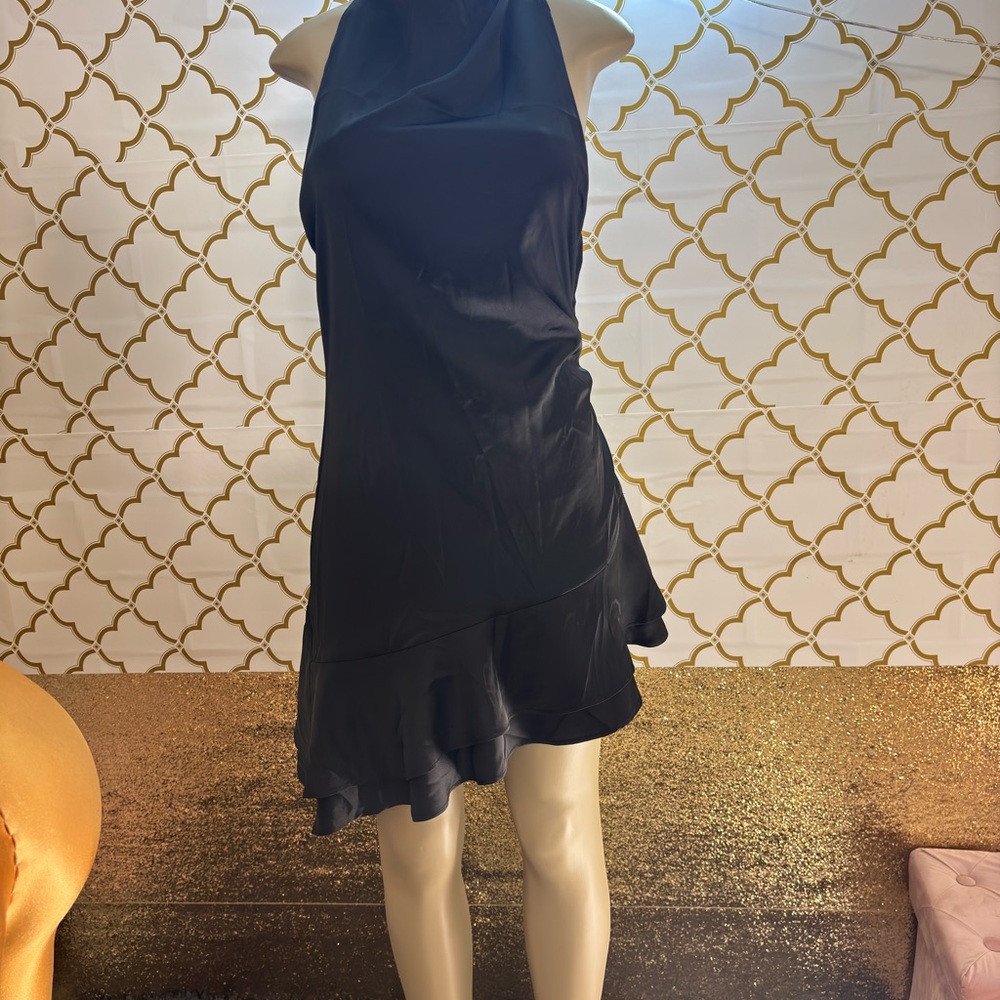 Zara Black Asymmetrical Halter Dress